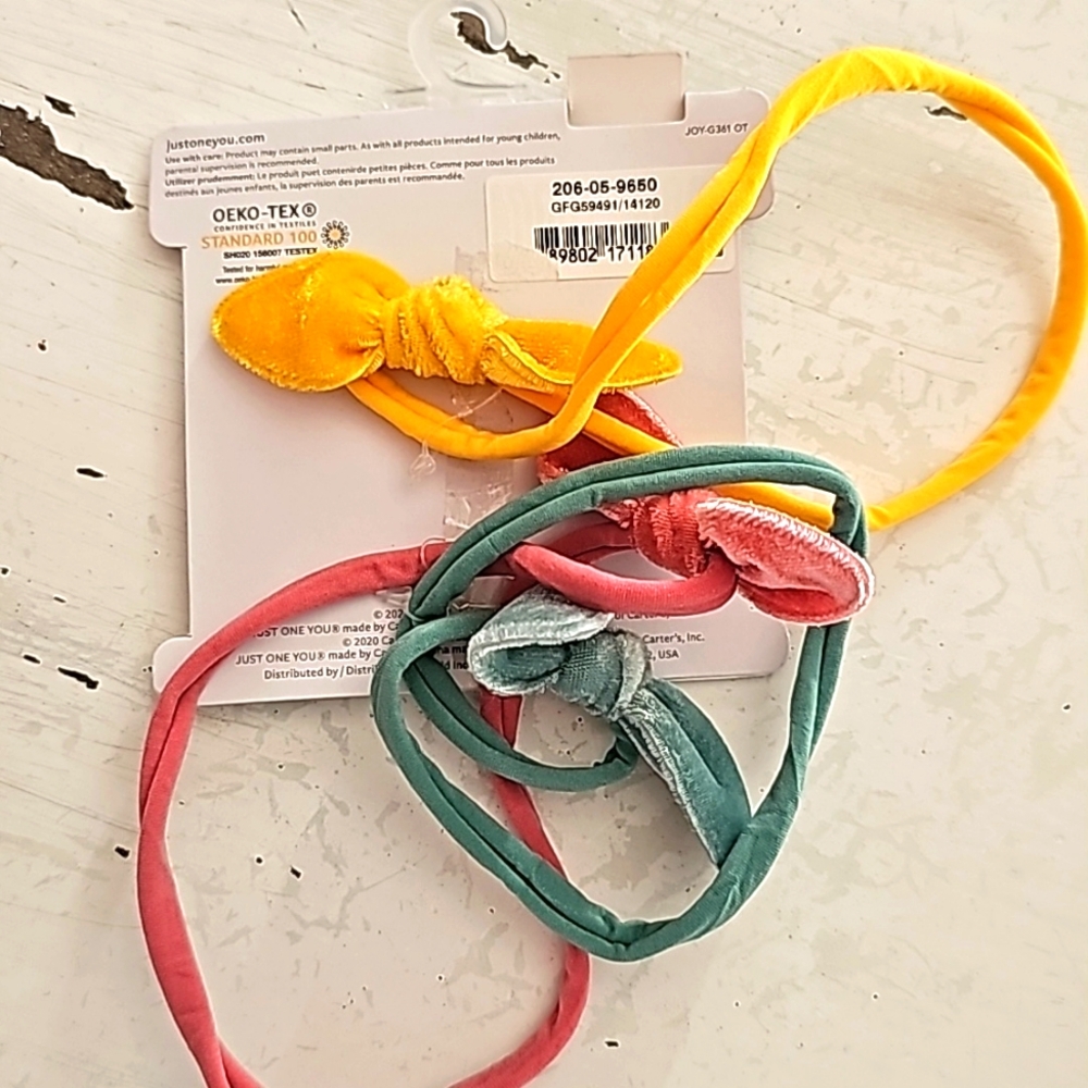 3 bow headbands nwt Velvet & Nb Linen Band Bow